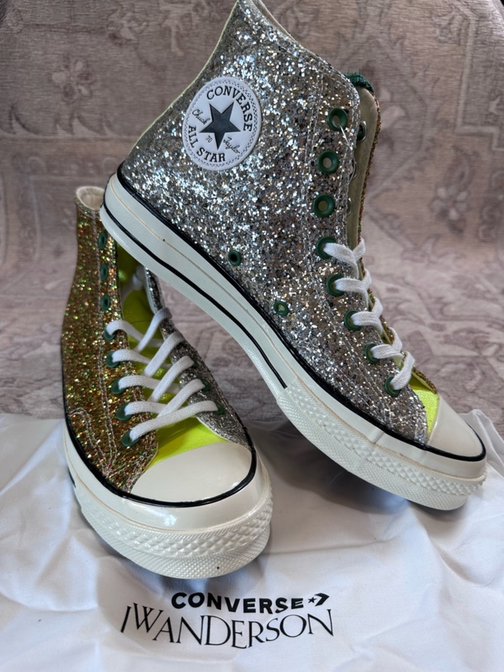 Converse Glitter High-Top Sneakers in Silver and Gold - Picture 3 of 7